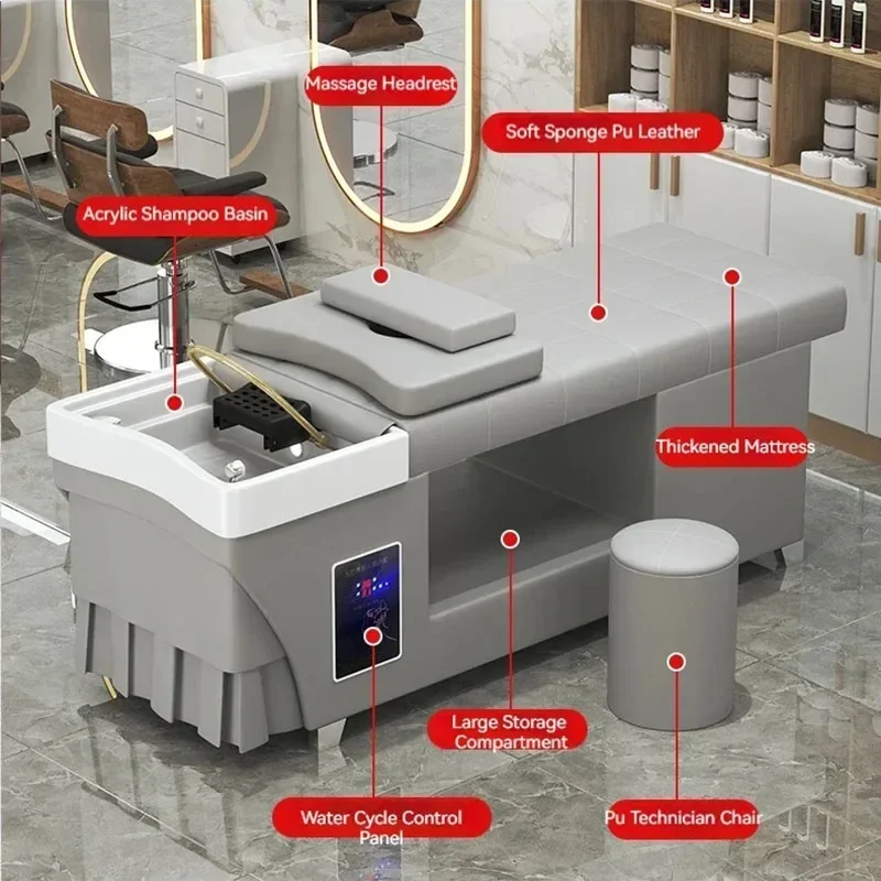 بالوعة الشامبو كرسي صالون رئيس سبا سرير تدليك المياه الحلاقة كرسي صالون التبخير رئيس حوض مستحضرات التجميل Kappers Stoel الأثاث