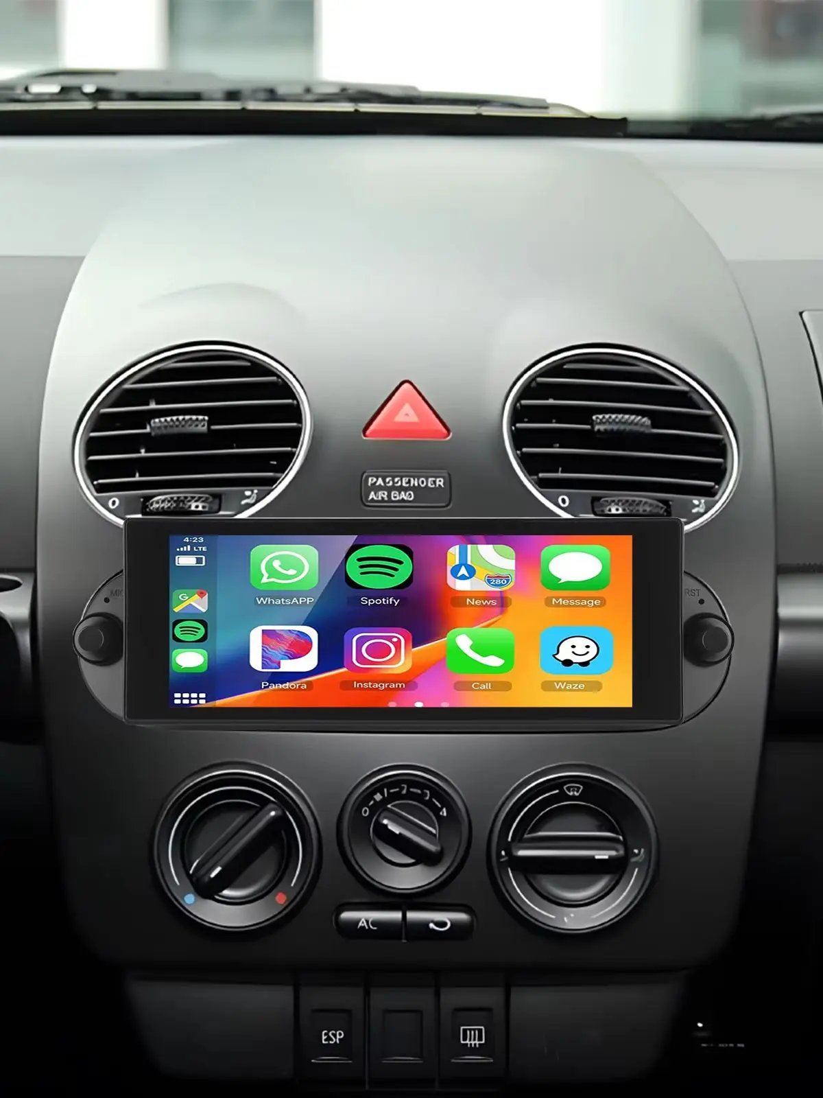 ESSGOO 6,86 Zoll Android 15 4+64G Autoradio für VW Beetle 2001-2010 mit kabellosem Carplay, Android Auto, GPS-Navigation, RDS, FM, WLAN, Bluetooth, Mirror Link, Lenkradfernbedienung, IPS Touchscreen