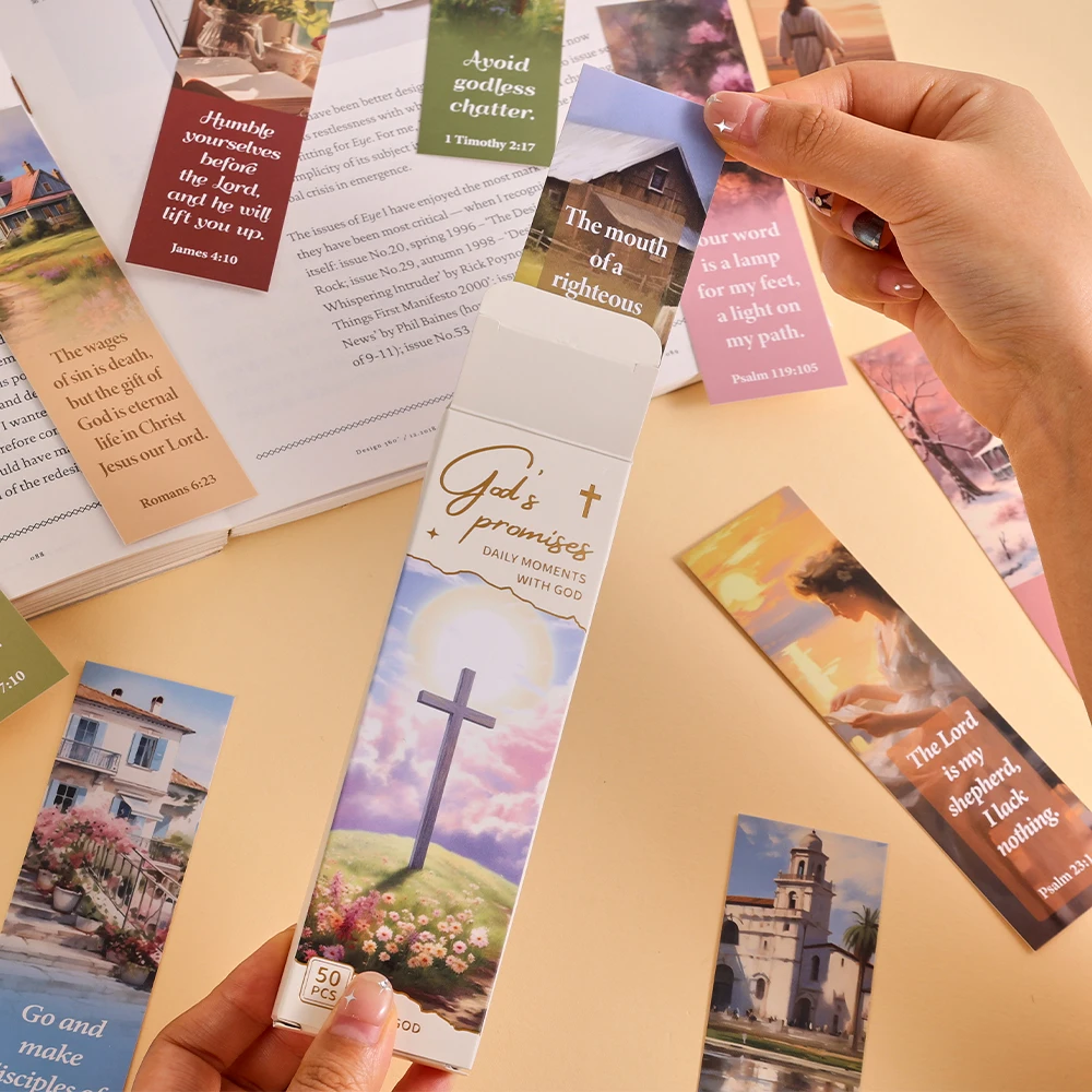 50-teiliges Bibelvers-Lesezeichen-Set mit inspirierendem Zitat auf Papier für die tägliche Ermutigung, perfekte Geschenke für Leser und Gläubige