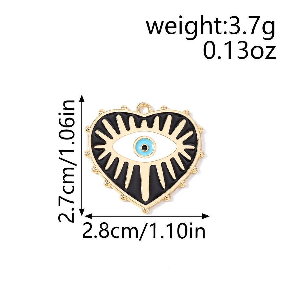 10pcs New Enamel Eyes Love Heart Charms Pendants for Necklace Earrings Bracelet DIY Jewelry Making Accessories Supplies