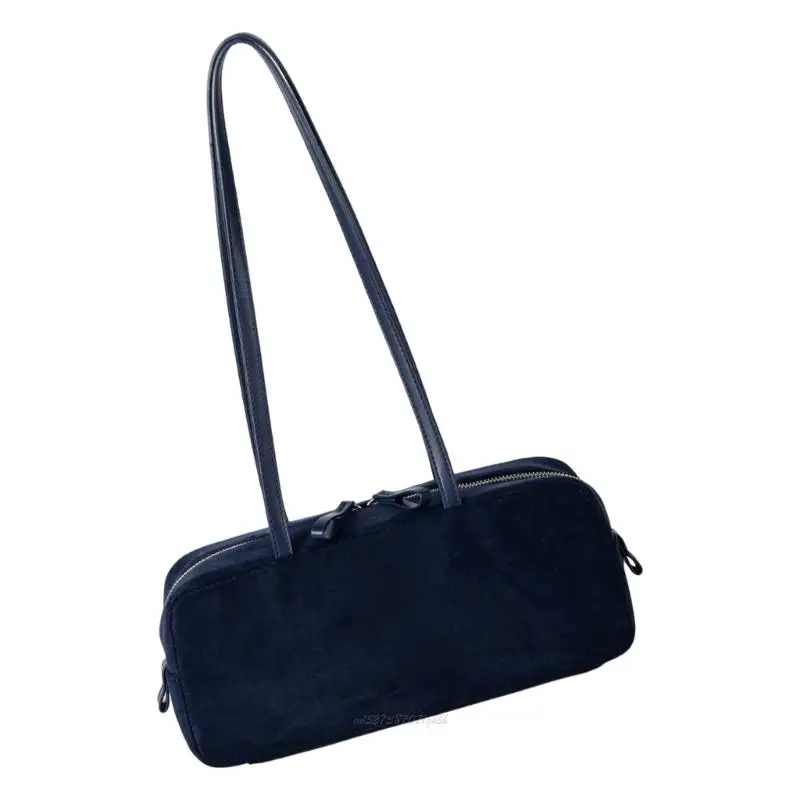

X5XA Stylish Vintage Shoulder Bag Soft Suede Retro Design Underarm Purse Work Handbag For Women Casual Outfit