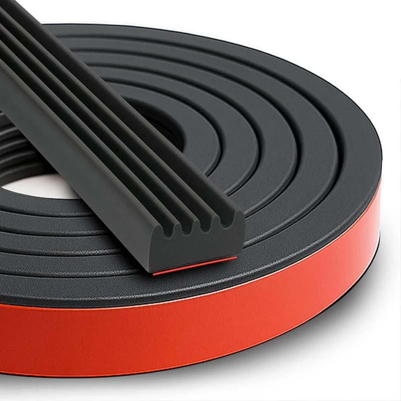 

Universal Ribbed Foam Rubber Seal with Tape, Self-Adhesive Foam Rubber Weather Stripping for Boat, Auto, RV, Marine 26Feet