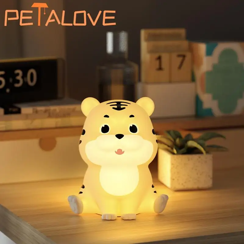 Cartoon Tiger Night Light Protect Eyes Warm Lamp Sleep Companion Lovely Toy Doll Popular Silicone Lamps Hot Selling Light