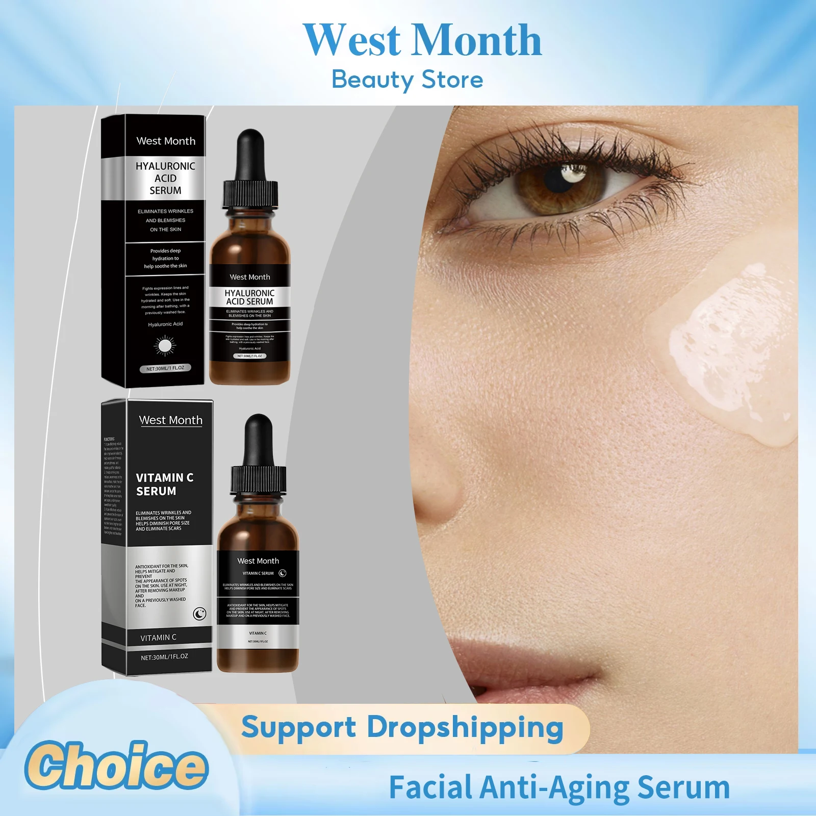 

Anti-Aging Face Serum Deep Moisturizing Brightening Wrinkles Remover Firming Fade Fine Lines Whitening Repair Nourishing Serum