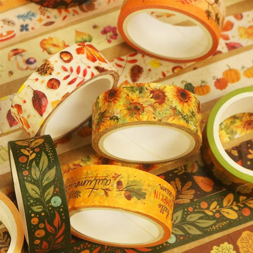 10Rolls Washi Tape Set Leaves Decorative Adhesive Tape Scrapbooking Washitape Cute Stationery Journal Supplies Masking Tape