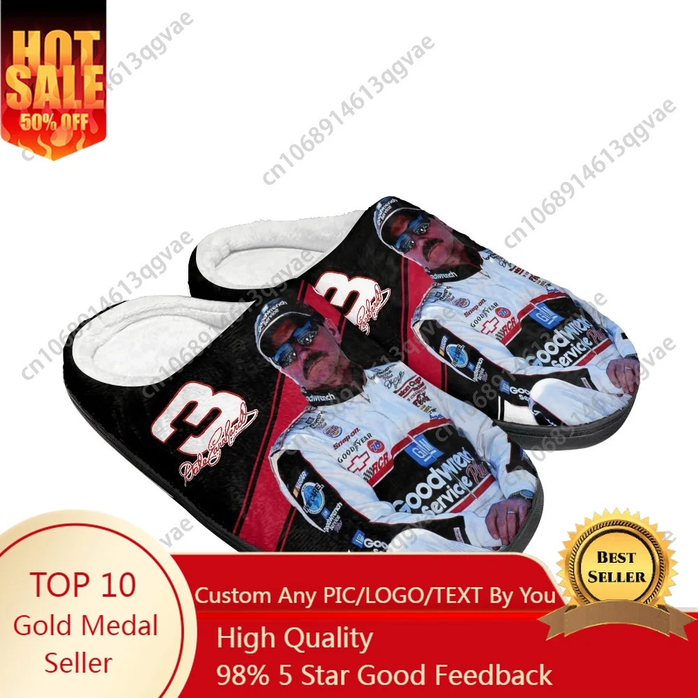 

Dale Number 3 Earnhardt Furry Home Cotton Slippers Mens Womens Teenager Plush Bedroom Keep Warm Shoes Custom Slipper