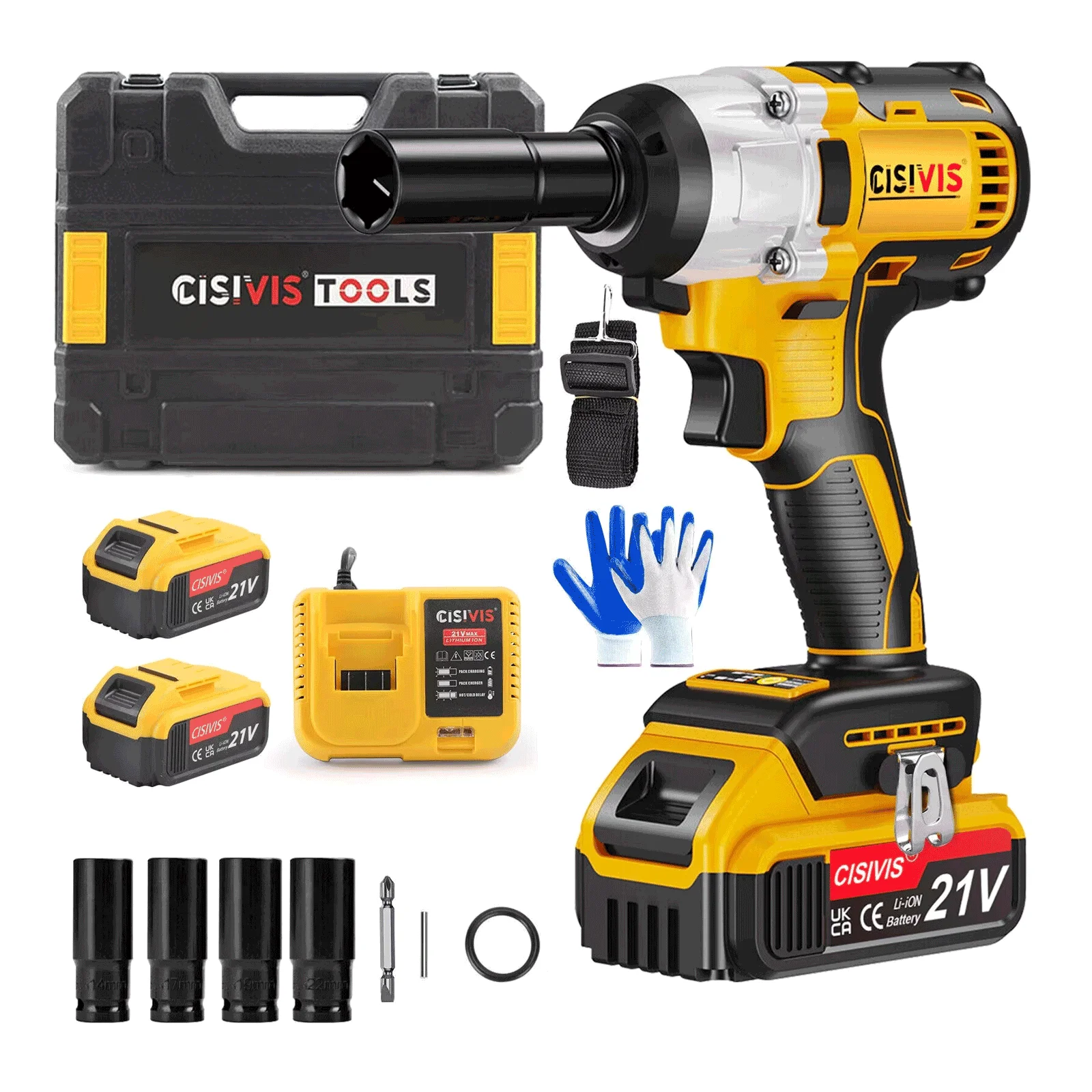 

Cordless 1/2 Impact Wrench Set with Brushless Motor and Lithium Battery 350NM Power Wrenches Tools