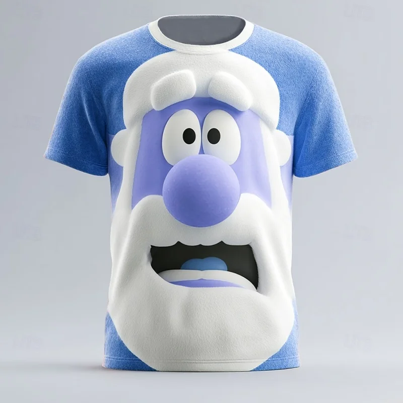 Christmas Holiday T-Shirt Men's Casual Outdoor T-Shirt Santa Claus Design Best-Selling Crew Neck Short-Sleeve T-Shirt