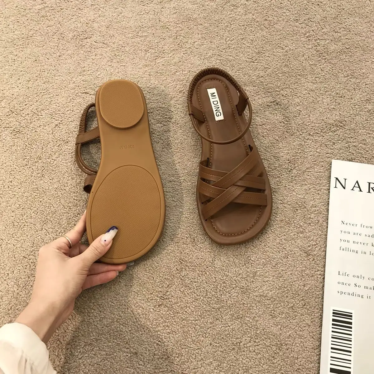 Breathable Women's Summer Flat Sandals: New Arrival, Fairy-Inspired Vacation Style, Roman Beach Shoes