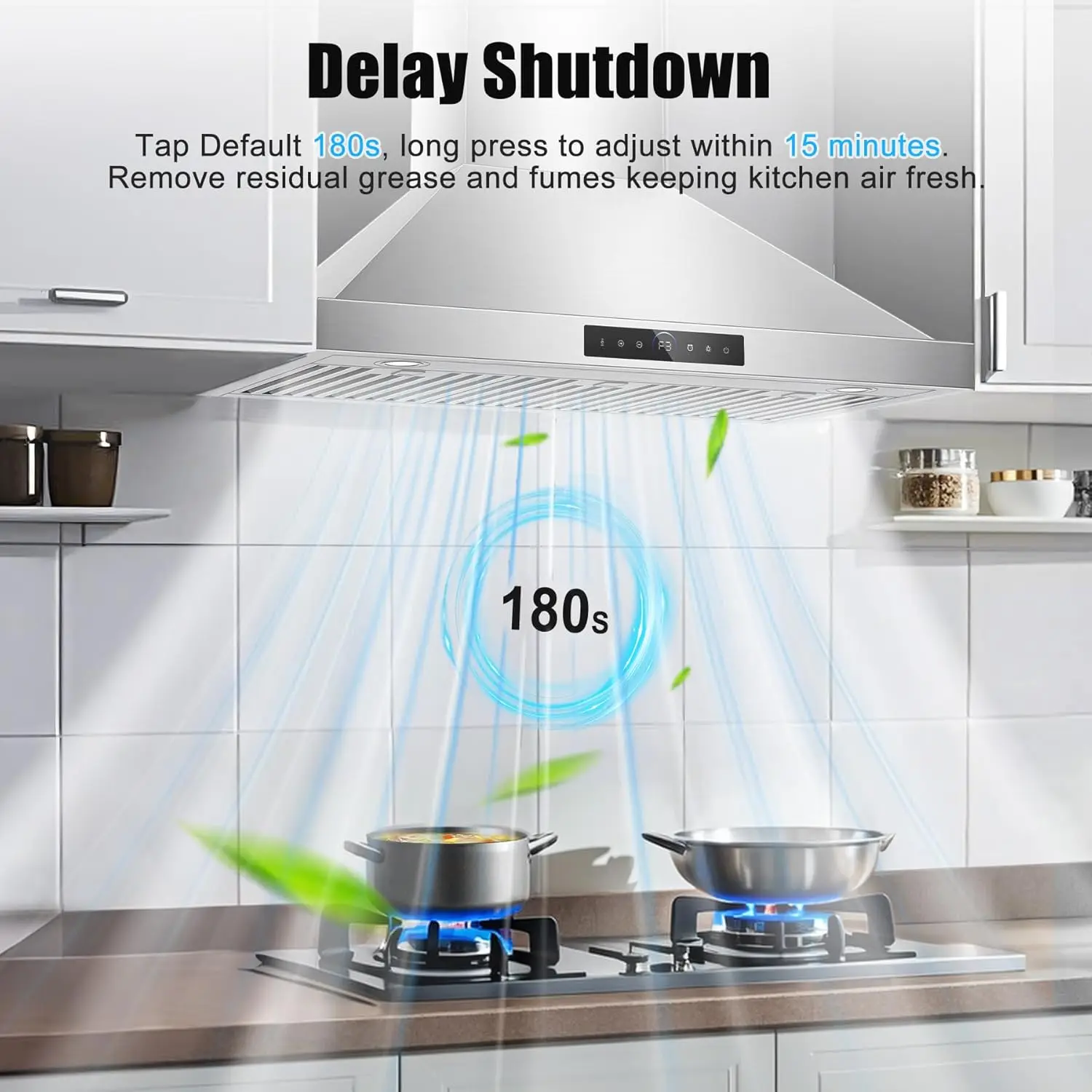 36 بوصة ران هود جدار جبل 1200 CFM مع 4 سرعات استشعار قوي التحكم باللمس الفولاذ المقاوم للصدأ أنبوبي موقد المطبخ تنفيس اغطية واي فاي #5