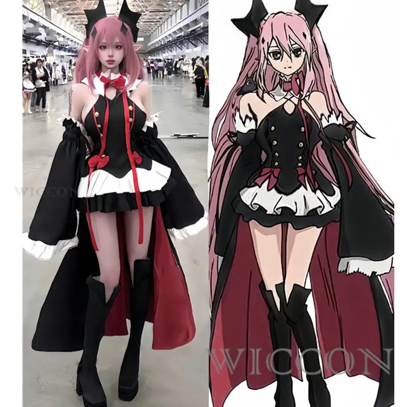 Anime Seraph Of The End Krul Tepes Cosplay Costume Owari No Seraph Witch Vampire Wig Dress Boot Woman Sexy Christmas Suit