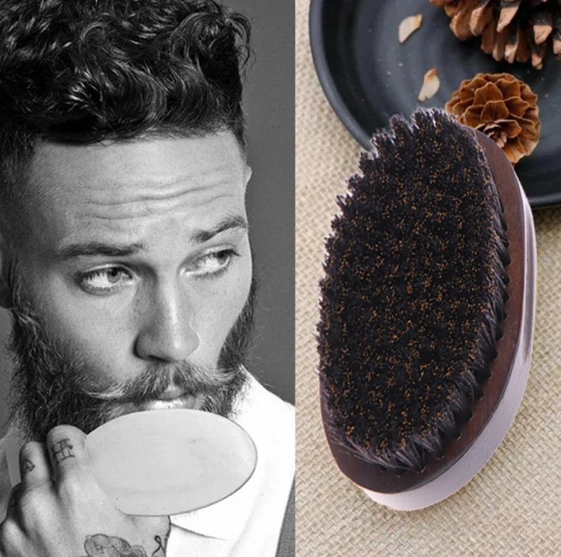 Cepillo de barba de cerdas de jabalí Natural para hombres, masaje facial de bambú que hace maravillas para peinar la barba y el bigote