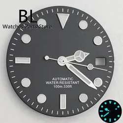 BLIGER 29mm Watch Dial Hand Set Black Blue Green Fit NH35 3135 Movement Blue Luminous Watch Part Accessories 3 O'clock Crown