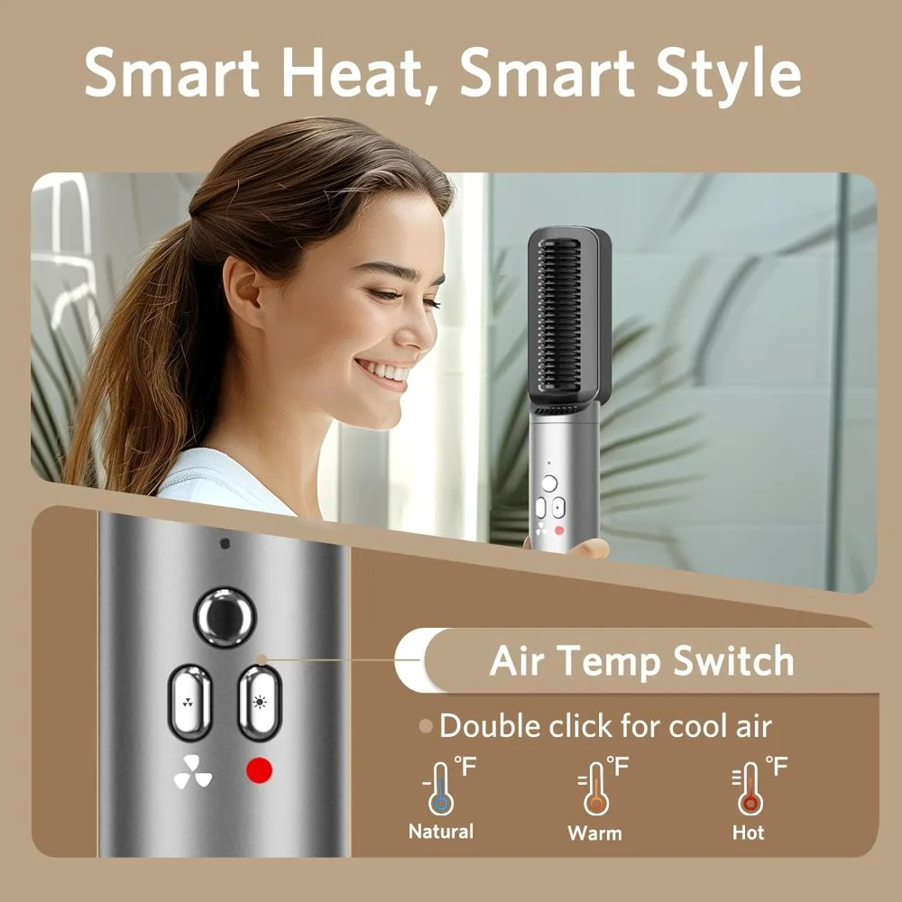 แปรงไดร์ผม 6 in 1 ความเร็วสูง 110000 รอบต่อนาที ไอออนลบ ไดร์เป่าผม ม้วนผมอัตโนมัติ เพิ่มวอลลุ่ม สำหรับผมตรงและผมหยัก