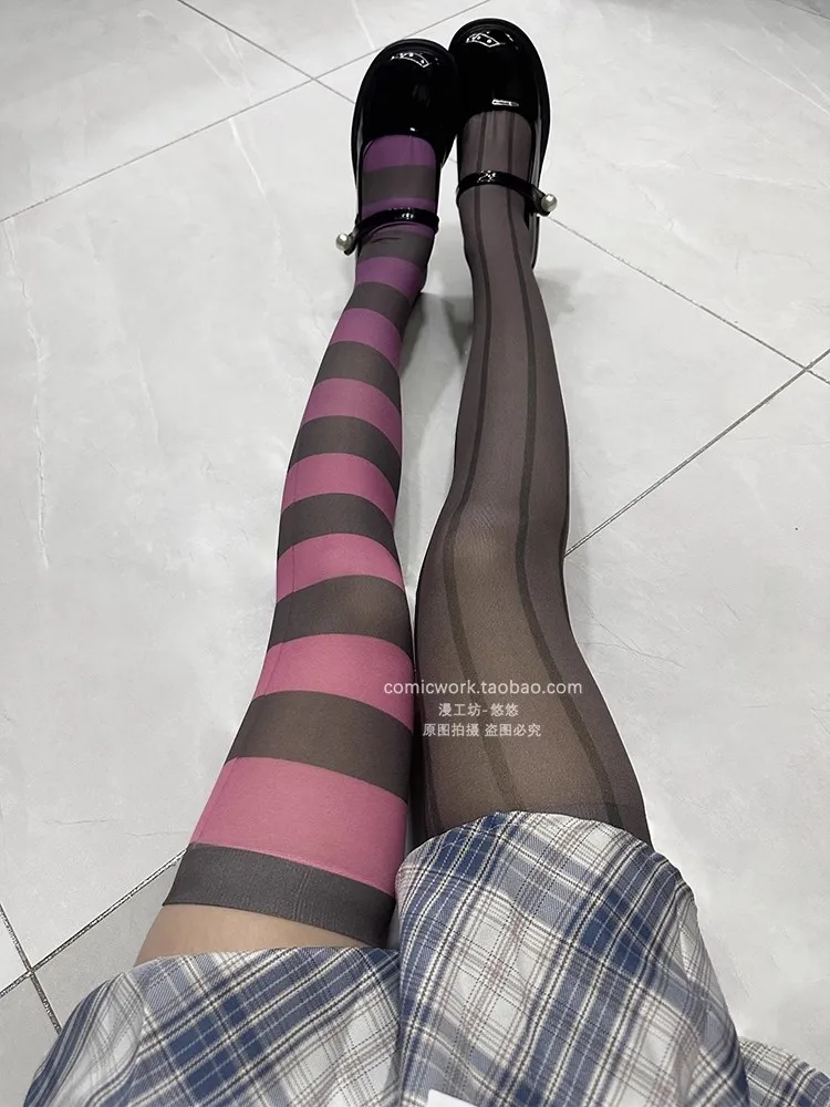 Vtuber Nijisanji EN Meloco Kyoran Cosplay Stockings Lolita Gothic Velvet Lolita Strip Over Knee Socks Long Stockings