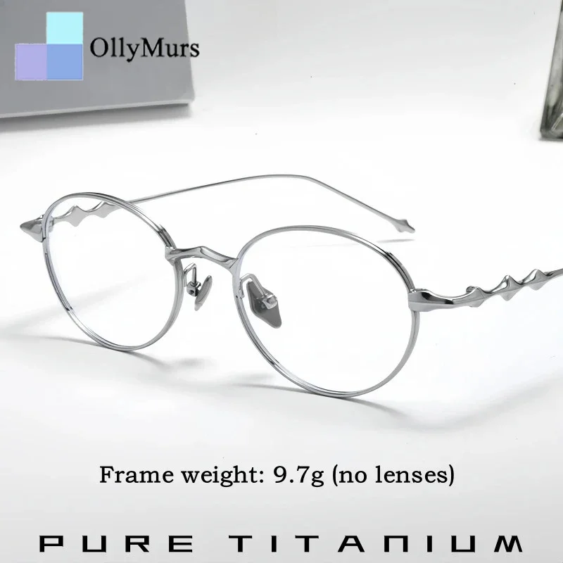 

OLLYMURS Роскошные овальные очки из чистого титана в стиле ретро для мужчин и женщин, сверхлегкая модная дизайнерская оптическая оправа для очков по рецепту