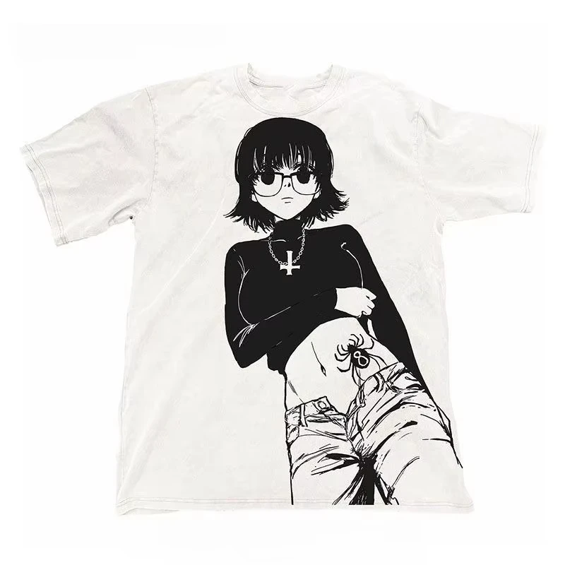 Camiseta de manga corta de algodón con estampado de Murasaki de la subcultura japonesa Light Hunter X Hunter, camisetas para hombre y mujer, camisetas Ins