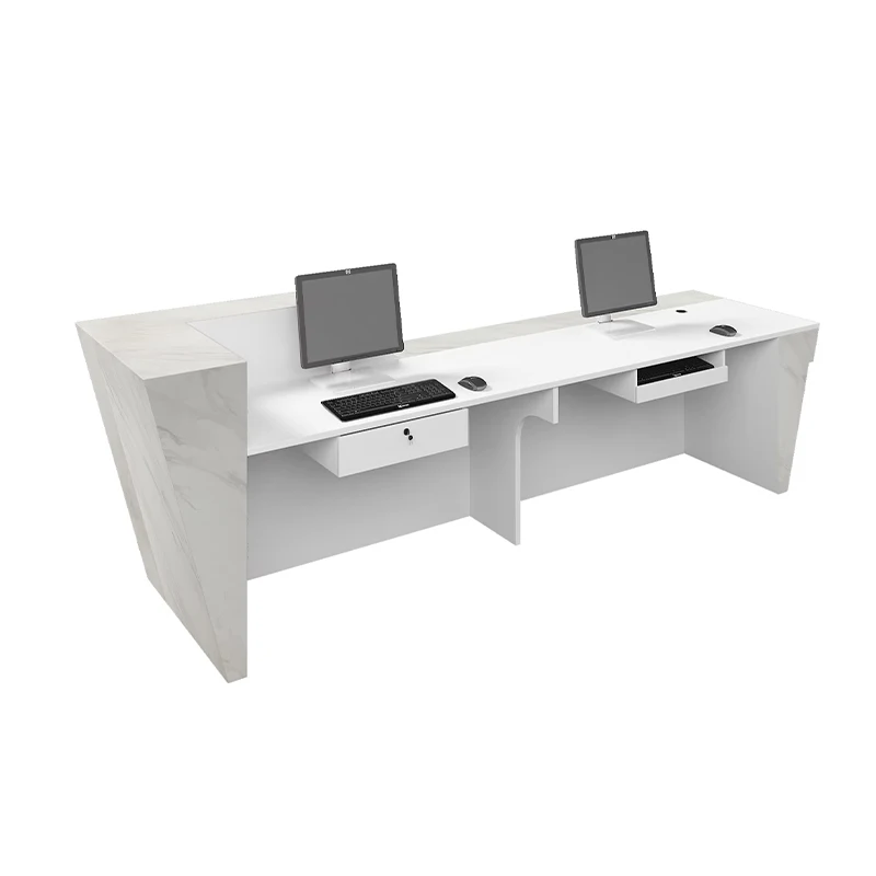 

*2302 Customized LED Lights Modern White Contemporary Design Reception Desk for Hotel Gym School Mall Office with MDF Material