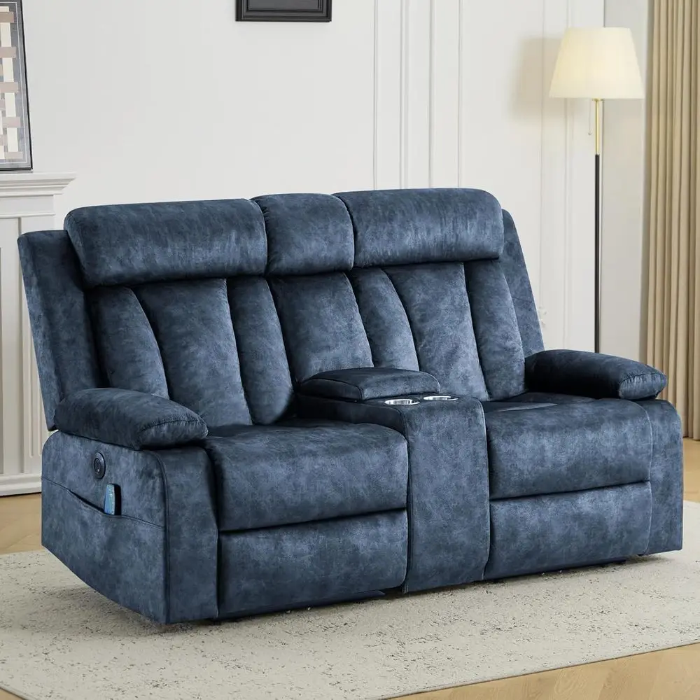 

Reclining Loveseat with Storage, Heat, Massage, Cup Holders, USB & Type-C Ports, Ideal for Living Rooms and RVs