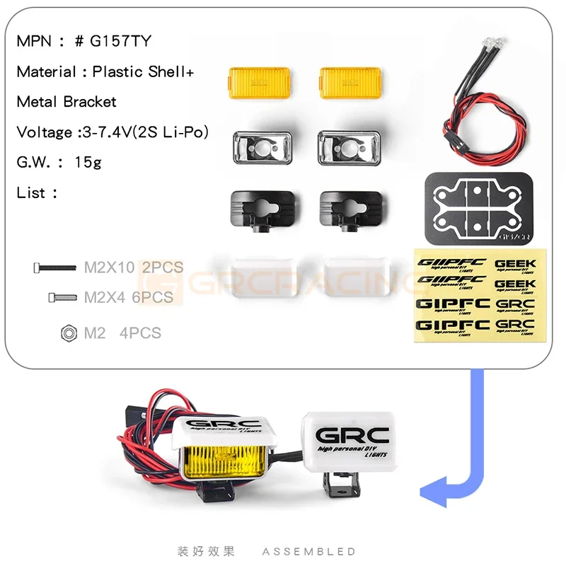 CGRC 1 Juego de faros delanteros LED para 1/10 coche trepador de control remoto Traxxas TRX4 Defender Bronco TRX6 G63 AXIAL SCX10 RC4WD D90 piezas