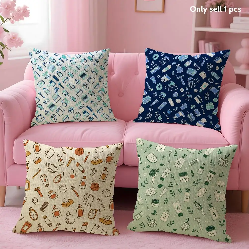 Line Baby Accessories Seamless Cushion Cover Linen Organic Fabric Double-Sided Printing Sofa Breathable Home Decor Pillow Case
