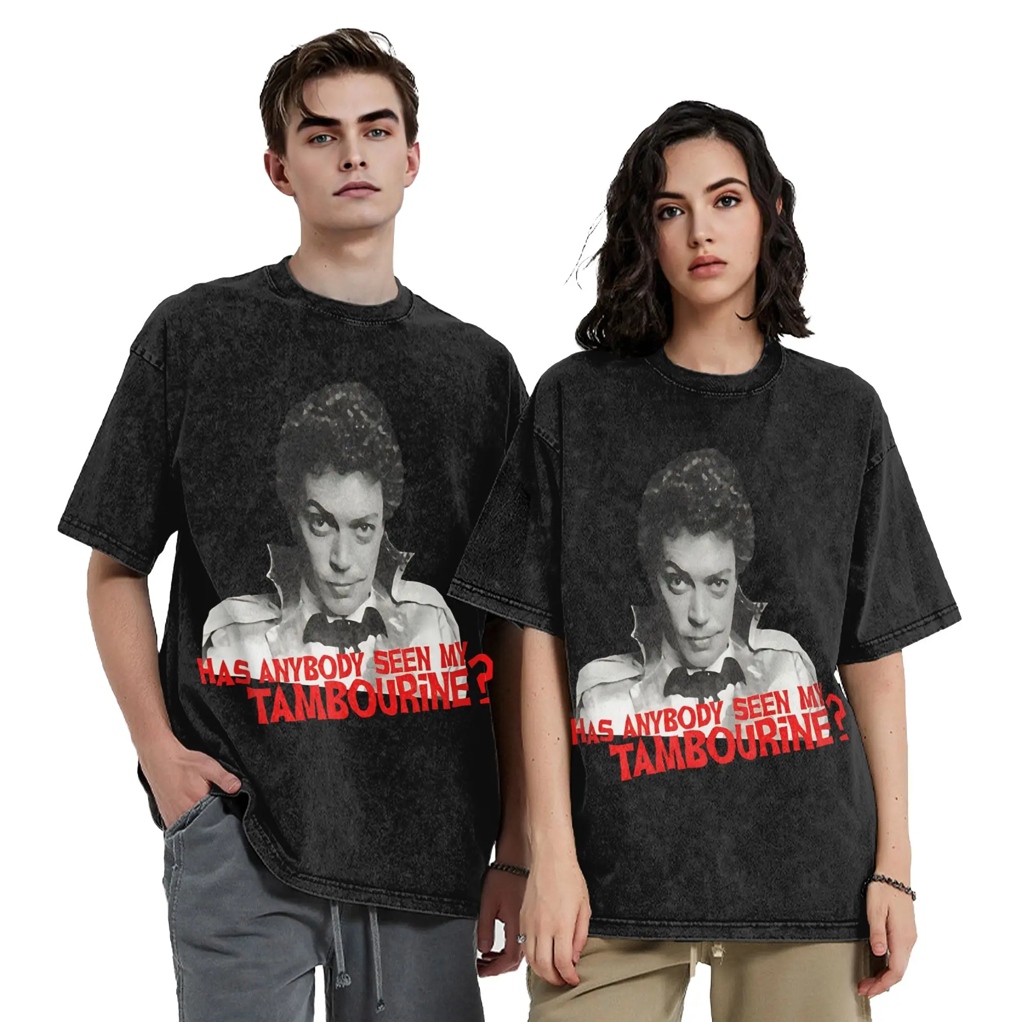 Anything Can Happen On Halloween Washed T Shirts Vintage T-Shirts Tim Curry Tees Tops Men Women 100% Cotton High Street Graphic