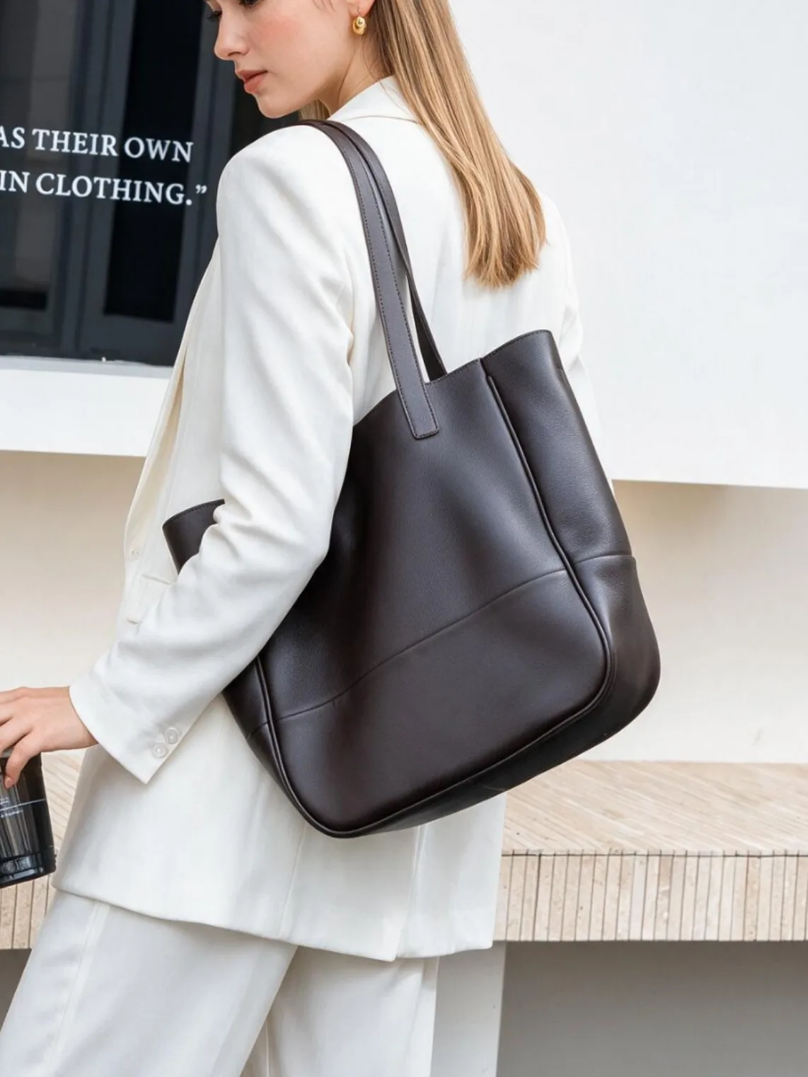 Top‑grain Cow Leather Women Large Tote Shopping Bag, 2026 Fall Winter New, Large Capacity Daily Handbag