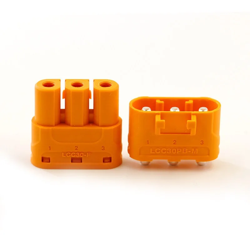 Amass Original LCC30PB‑M 3-Pin Connector Vertical PCB Mount with Lock Buckle Silver Plated Copper for RC Drone Battery