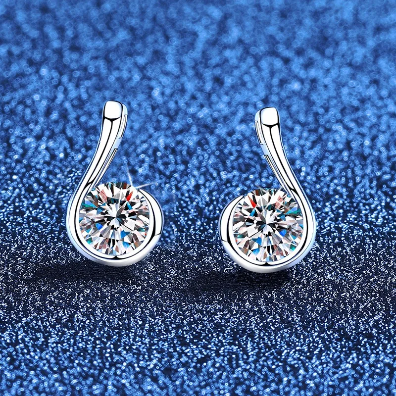 S925 Sterling Silver Music Note Moissanite Earrings Minimalist Versatile Studs Dainty Jewelry for Women