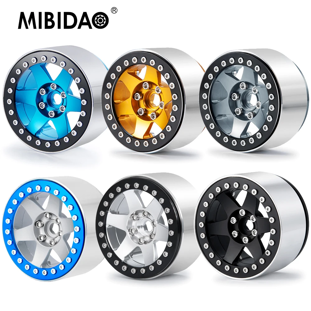 MIBIDAO 2.2 inch 35mm Aluminum Alloy Beadlock Wheel Rims Hubs for Axial SCX10 90046 Wraith 90018 TRX-4 1/10 RC Crawler Car Model