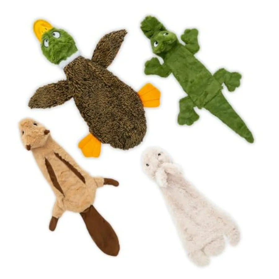 

Squeaky Dog Toys with Soft Durable Fabric for, and Pets Interactive Toy for Indoor Play, Supports Active Biting and Play - 4 Fi