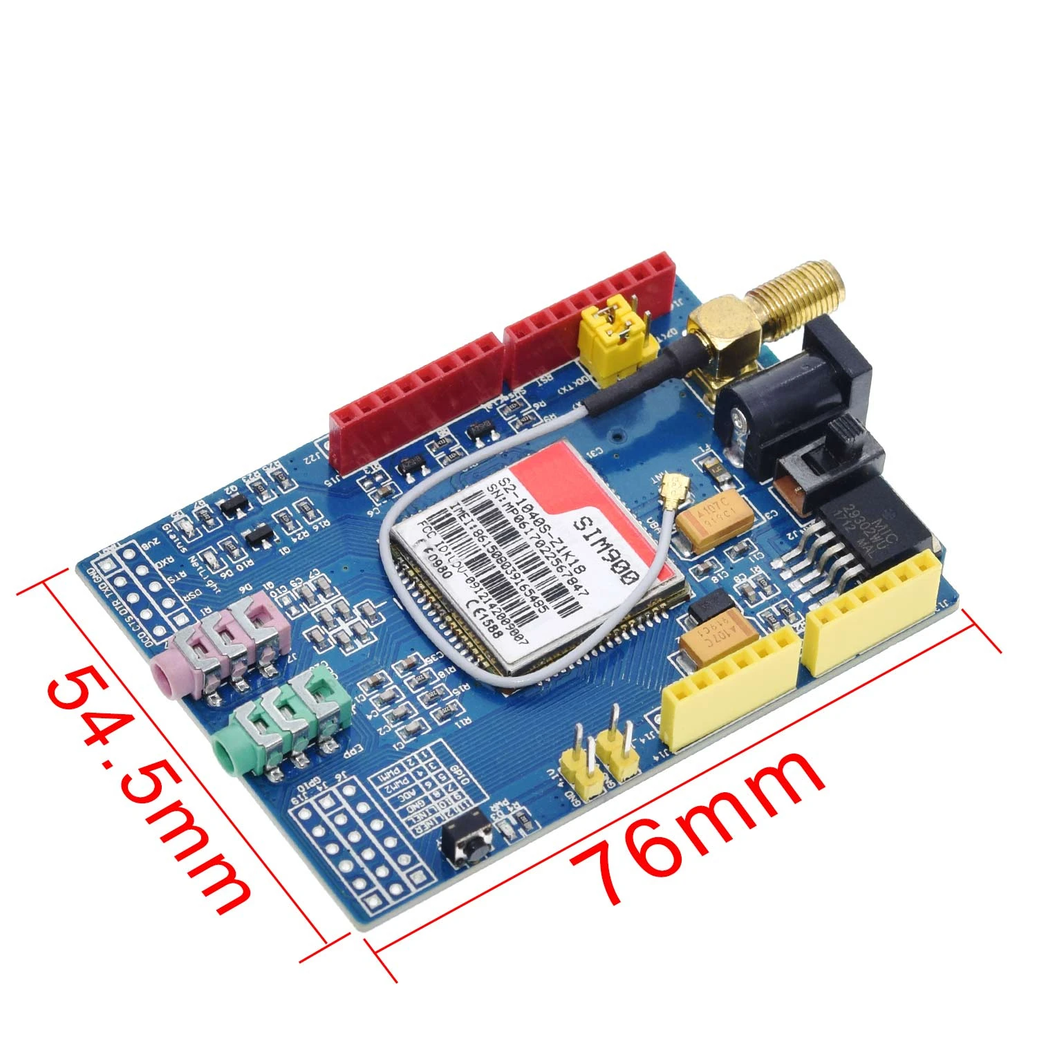 Imagem -04 - Mhz Gprs Gsm Placa de Desenvolvimento Módulo Kit para Arduino Sim900 850 900 1800 1900