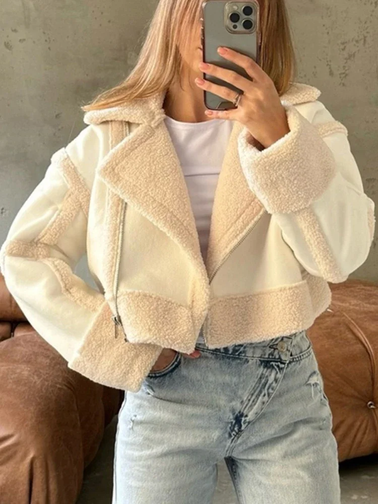 سترات كاجوال منفوشة متباينة معطف للنساء مرقع وأكمام طويلة فضفاضة ملابس الشارع معطف سترة نسائية للتنقل