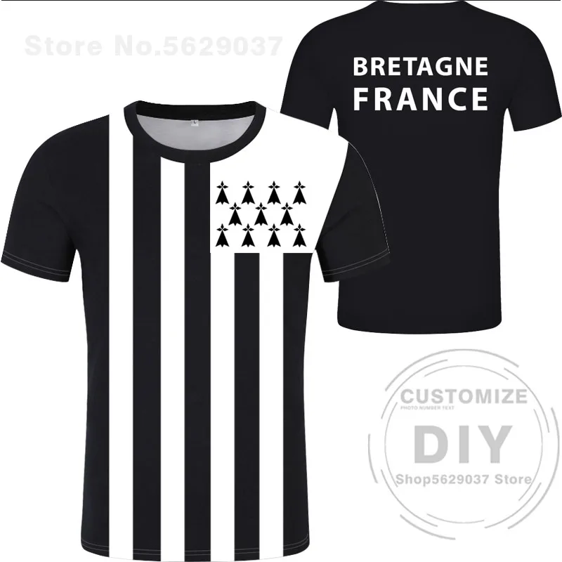 Brittany T Shirt Free Custom Made Name Number Bretagne T-shirt Breton Breizh Print Flag Word French Brest Rennes Morlaix Clothes