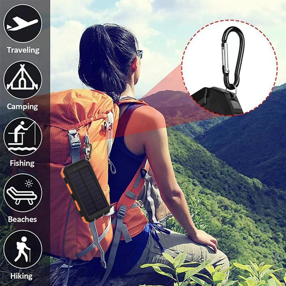 Banco de energia solar 80000mAh Carregamento portátil Poverbank Carregador de bateria externa Luz forte LDE para todos os smartphones