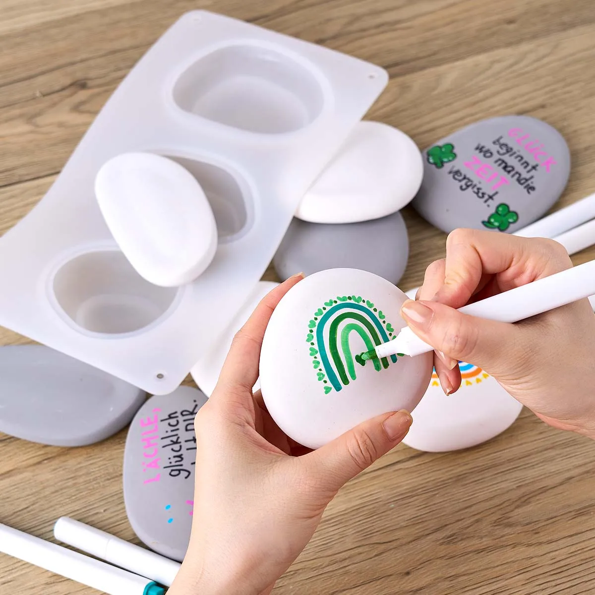 3 Hole Pebble Silicone Candle Mold DIY Stone Shape Aromath Soap Molds Plaster Resin Chocolate Baking Making Home Crafts Decor