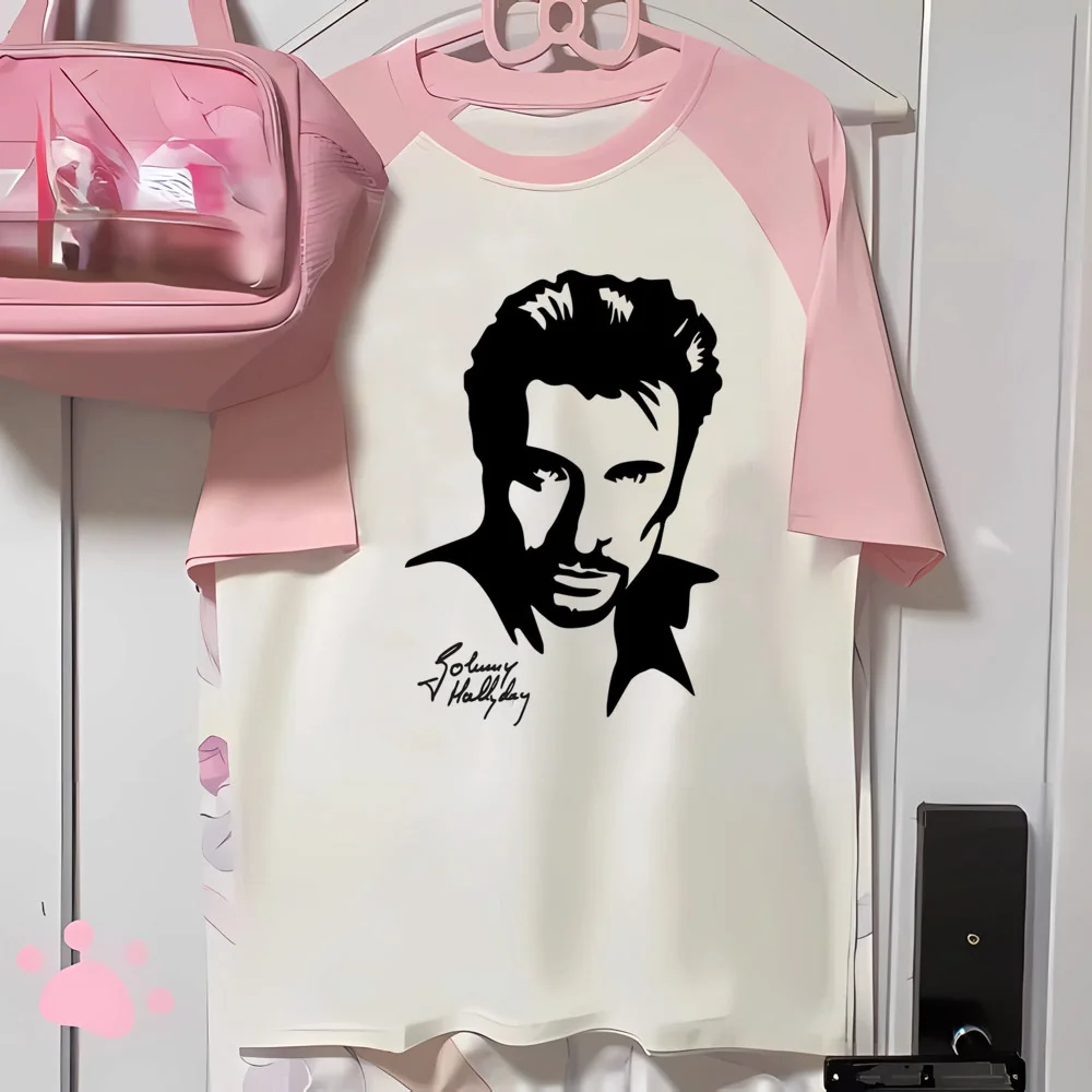 Johnny Hallyday Tee women graphic top girl comic harajuku graphic clothes