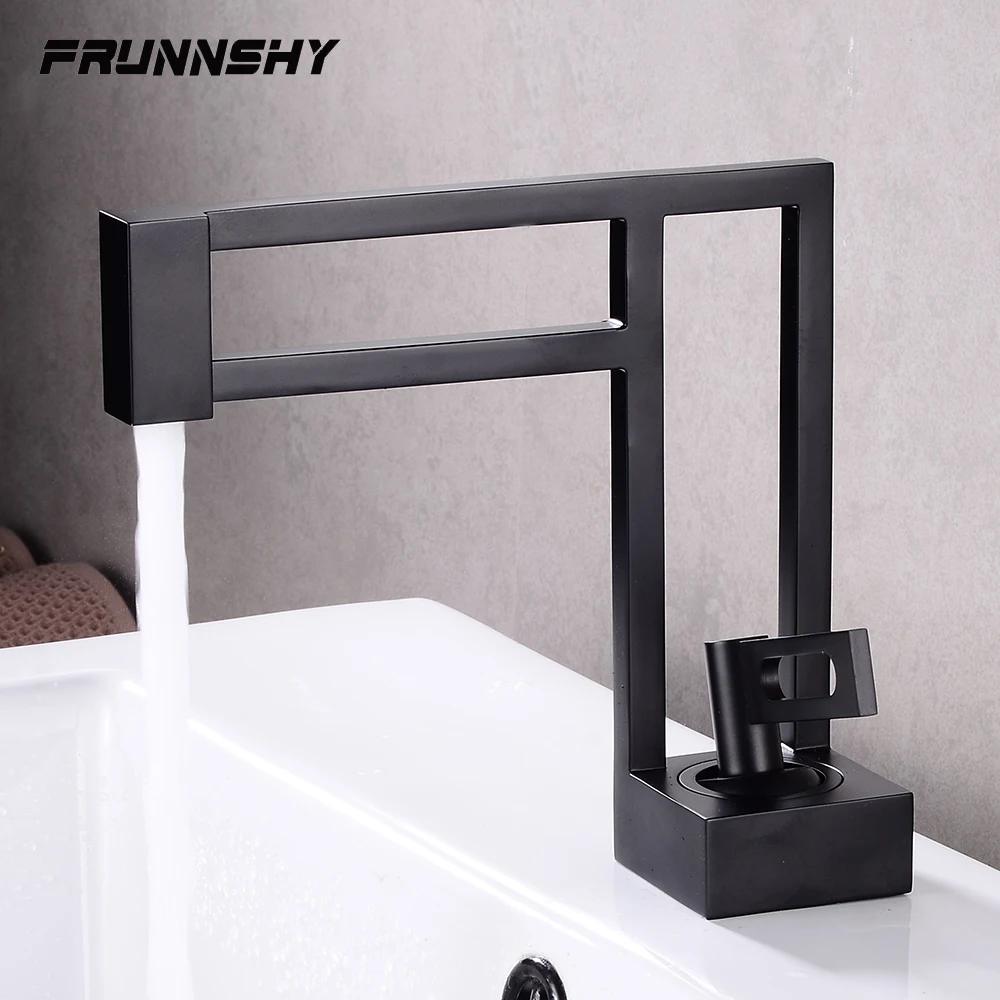 

Basin Faucet Bathroom Sink Mixer Matte Black Single Handle Deck Mounted Sink Taps Cold and Hot Mixer for Bathroom Crane FR617