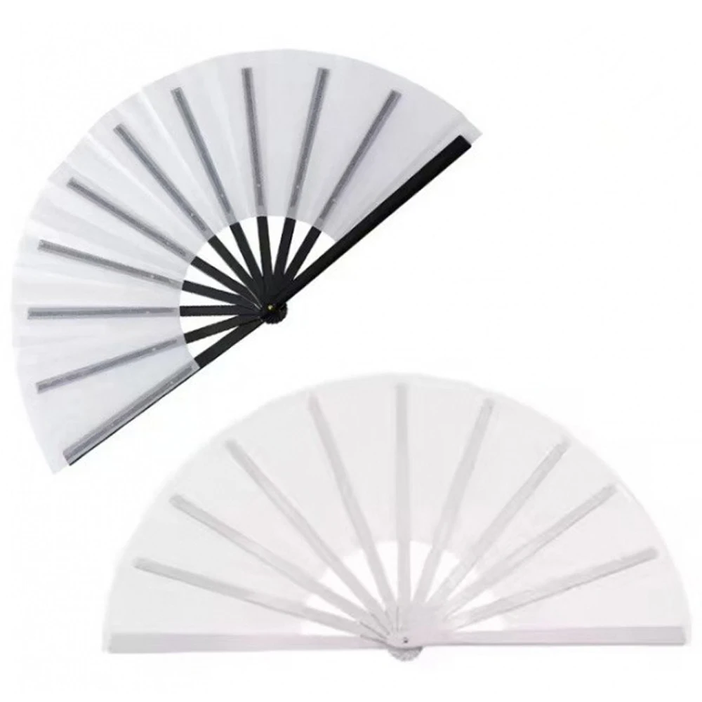 

1PC 25.4×13 Inch Foldable Fan Heat Sublimation Transfer Fan with Plastic Rib KongFu Handhold Dual-Sided Sublimation Printing Fan