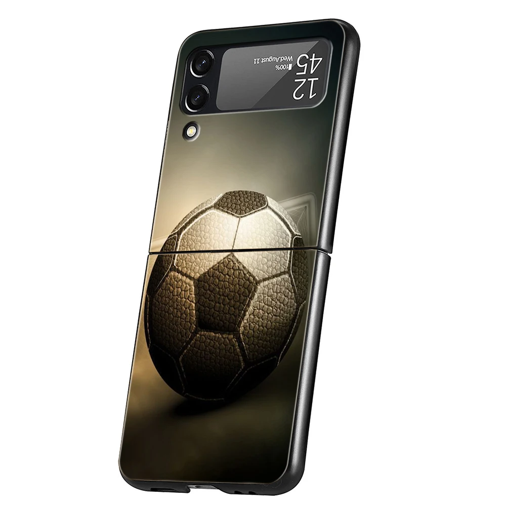 Football Sport Hard PC Phone Case For Samsung Galaxy Z Flip 4 5 6 Transparent Cover For Galaxy Z Flip 3 Foldable Shockproof Case