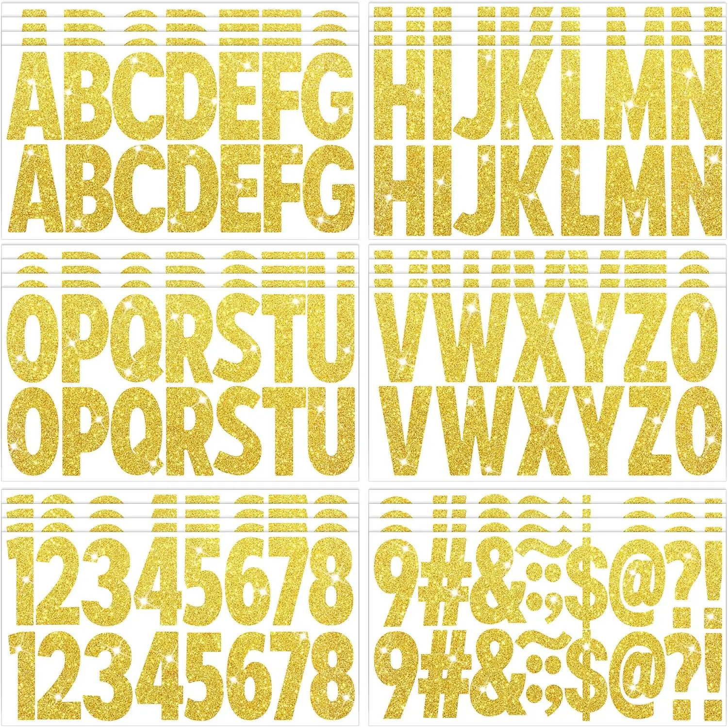 

24 Sheets 2.5 Inch Sparkly Gold Letter Stickers Sheet A-Z Numbers Self Adhesive for DIY Card Making Party Decoration Supplies
