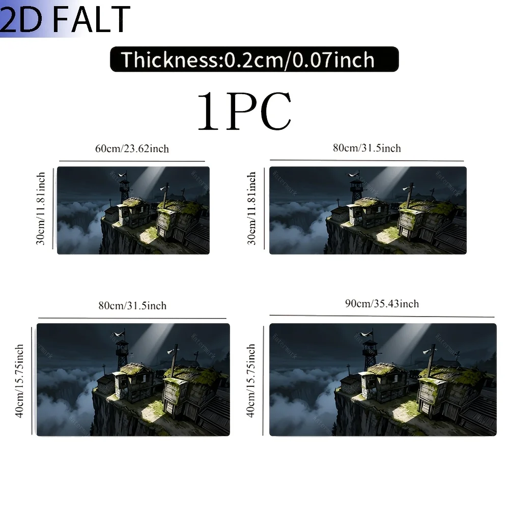 2D Flat, 1PC Oversized, Non-Slip, Table Mat, Mouse Pad, Comic Style Cliff Village, Dilapidated House, Moss Covered Beam Of Light, Suitable For PC, Desk And Family Use, Gifts For Boyfriend And Girlfriend, Enhance Desktop Comfort. Using High-Density