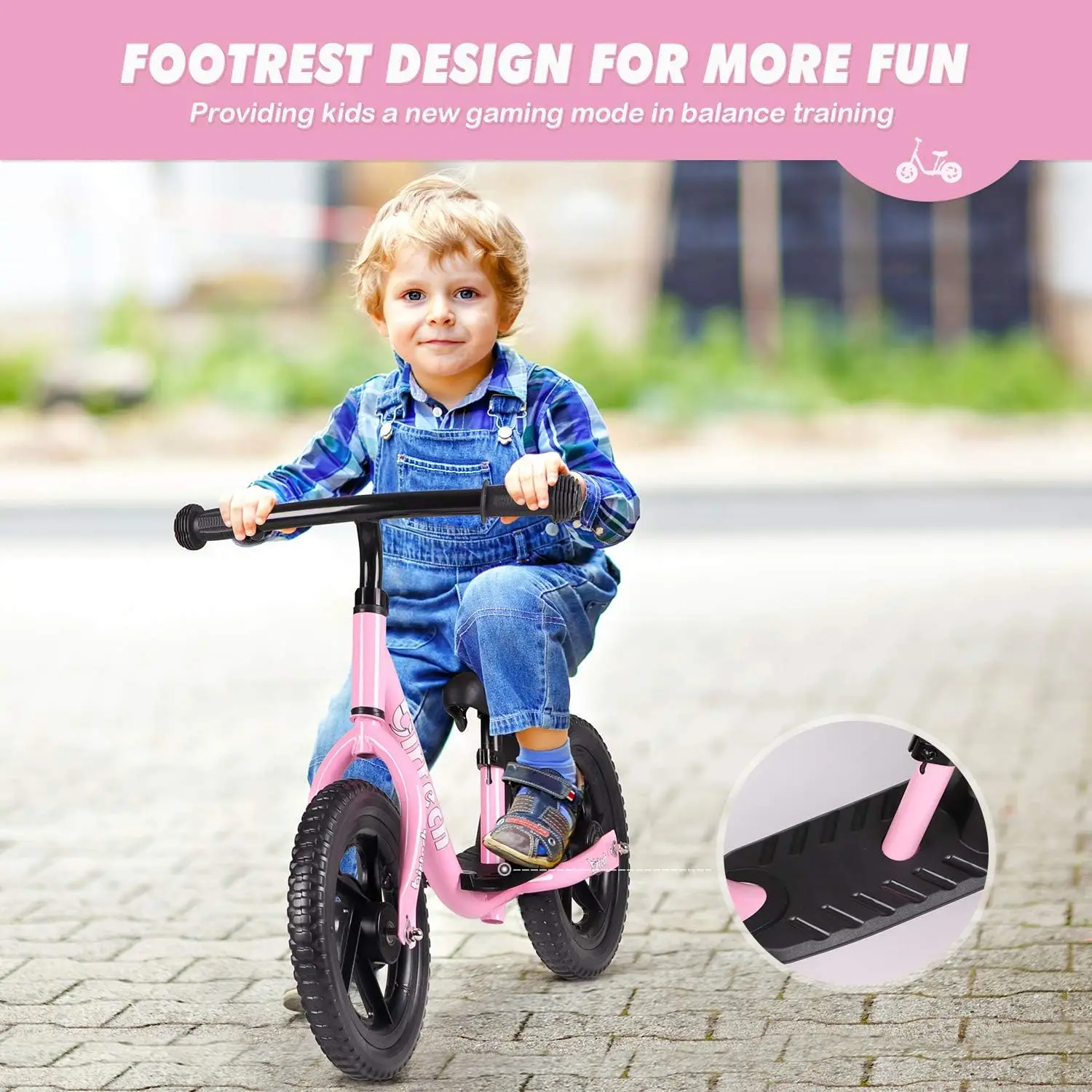 Balance Bike for 2-5 Year Old, 12 Inch Toddler Bike No Pedal Training Bicycle with Adjustable Seat Height, Airless Tire (Pink)