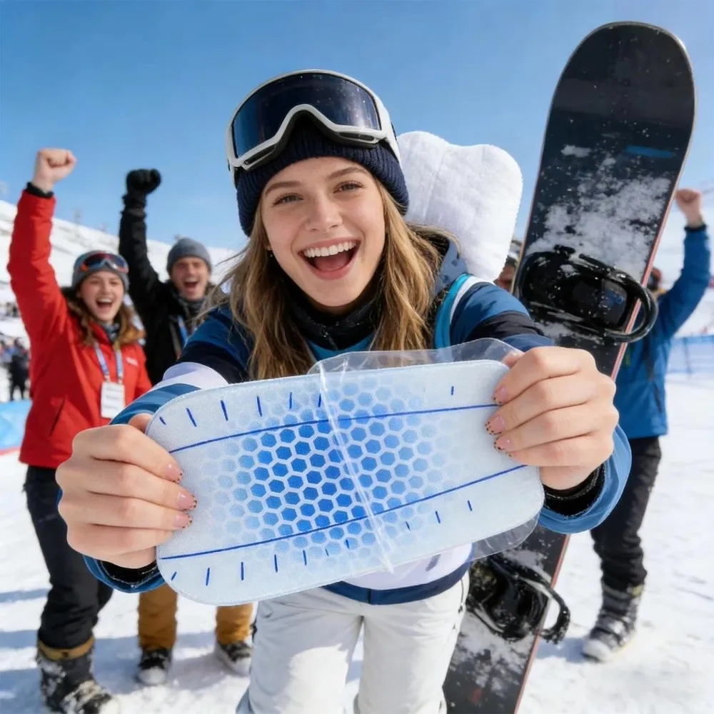 Self-Adhesive Ski Shin Guards Shock Absorbing Self-Sticking Ski Shin Pads Soft Construction Anti-Abrasion Gel Shin Guards Soccer
