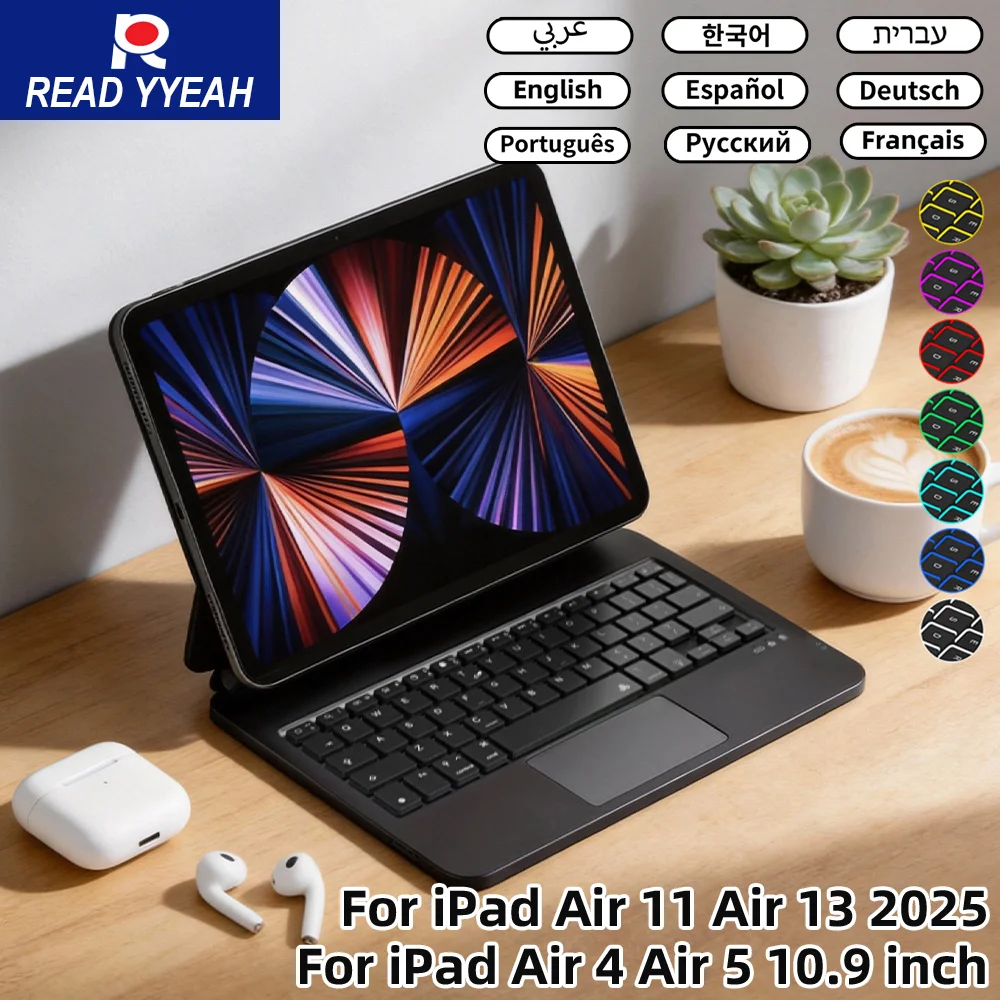 

Магнитная клавиатура Magic Keyboard 2026 для iPad 10-го и 11-го поколений, чехол-книжка для iPad A16 A3354 A3355 A3356 A2696, умный чехол-книжка, испанский, корейский