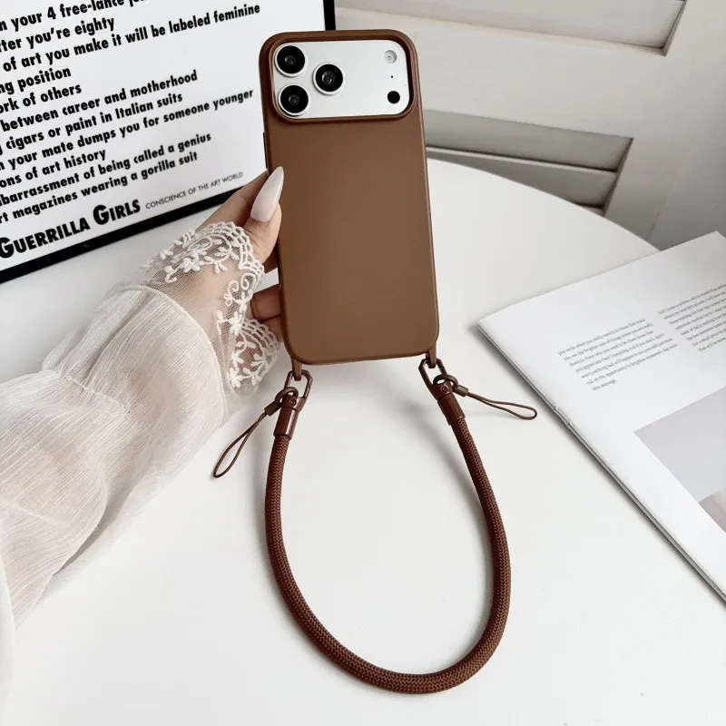 Offizielles Kurzes Lanyard-Etui für iPhone 17 Pro Max 14 12 18 13 15 16 Plus Air Stoßfestes Candy-Handgelenksband Weiche Silikonhülle