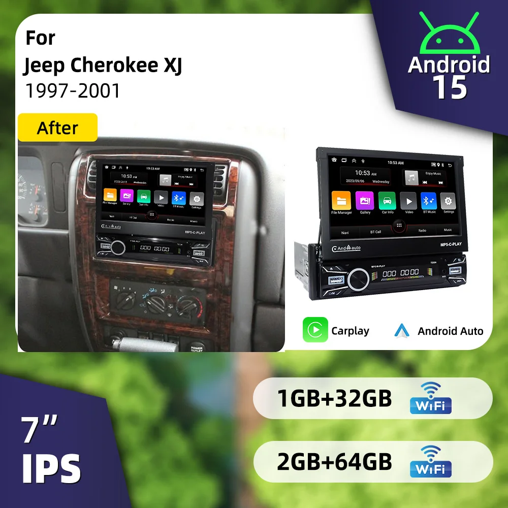 1Din Telescopic Car Screen Stereo 7