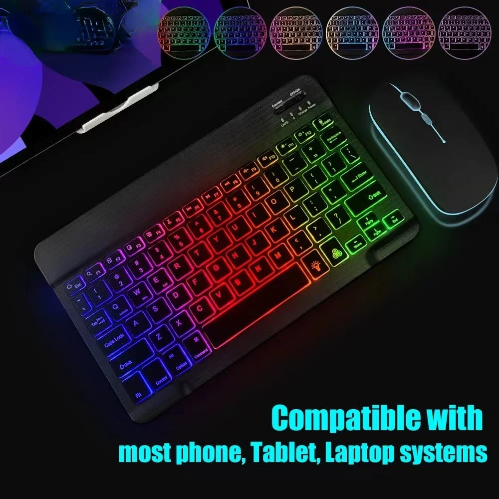 

10 Inch RPG Mini Keyboard for Tablet Android IOS Windows Wireless Mouse KeyPanel Bluetooth-compatible Rainbow Backlit IPad Phone