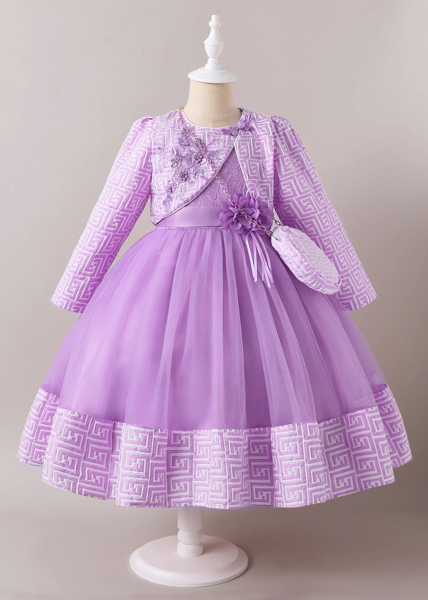 Kid Meisje Feestjurk voor Bruiloft 2 STKS Kinderen Meisjeskleding met Elegante Tas Kinderen Avondjurken 3-10Y