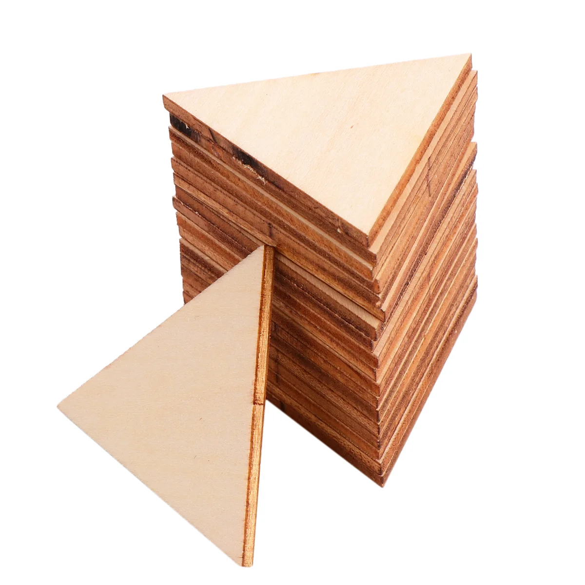 

60 Pcs Triangular Wood Chips Wooden Slices Triangle DIY Crafts Pendant Ornaments Cutouts Home Accessories Decor